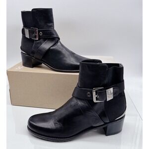 Stuart Weitzman Manlow 5050 Biker Ankle Boots Black Leather US 6.5 - Made SPAIN